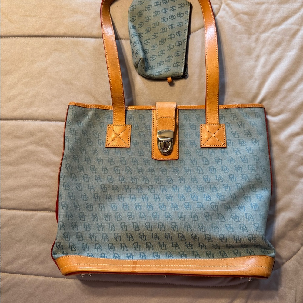 Dooney & Bourke Blue and Tan Tote Bag